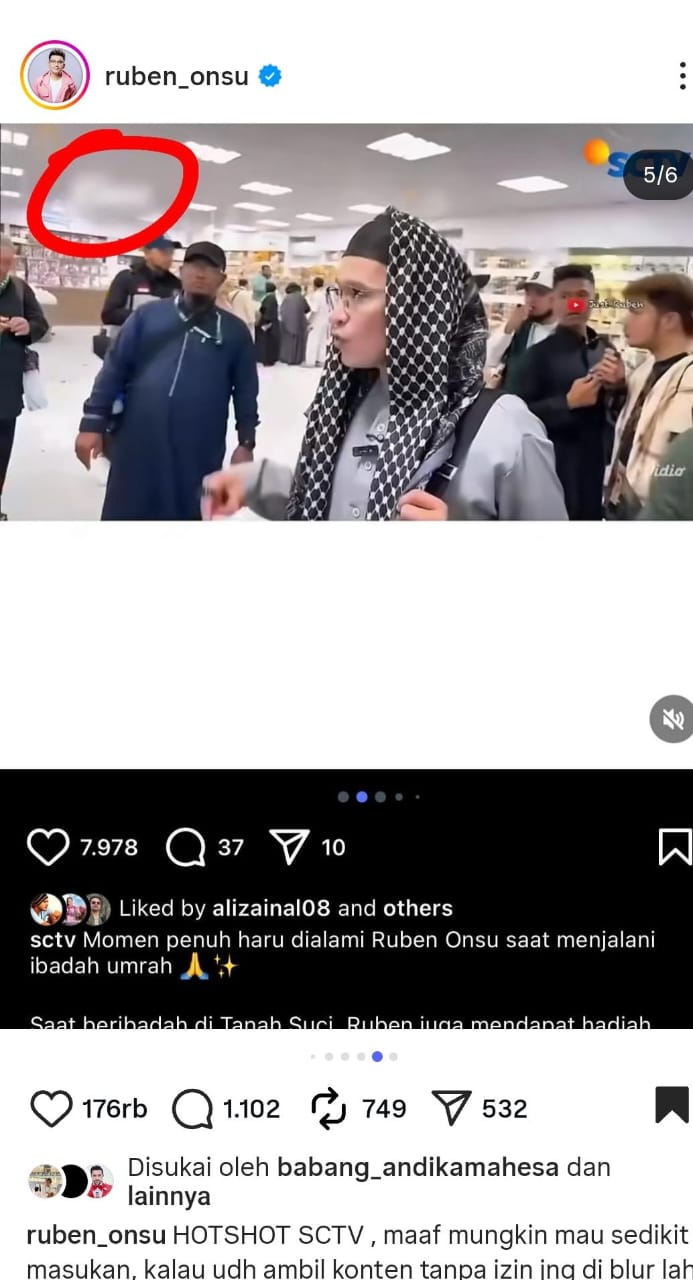 Unggahan Instagram Ruben Onsu
